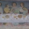 Bergame - Santa Maria Maggiore : transept nord. Fresque murale du XIVe siècle, détail de la Cène.