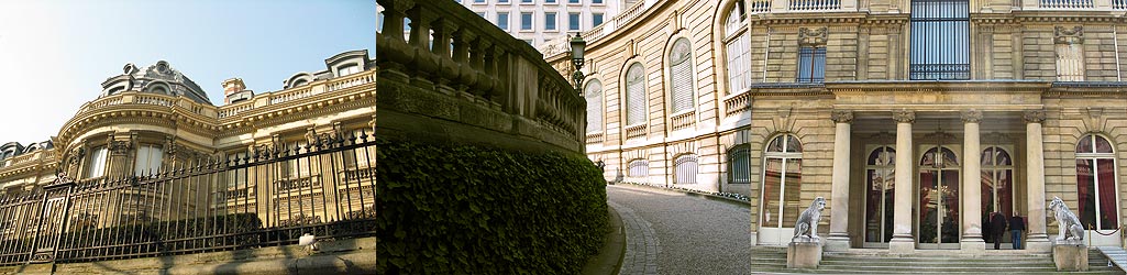 Le musée Jacquemart-André : la façade sur le boulevard Haussmann et  la cour intérieure.