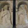Vérone – San Zeno Maggiore – détail de l’ambon (ou pupitre), sculpture en pierre tendre (traces polychromes) présentant l’Annonciation (di Rugino – fin XIVe siècle). 